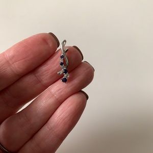 10KT white gold blue & clear topaz THL LC pendant